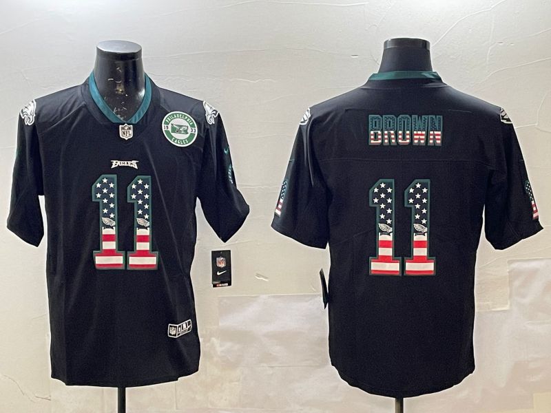 Men Philadelphia Eagles #11 Brown Black National Flag 2025 Nike Vapor Limited NFL Jersey style 7->philadelphia eagles->NFL Jersey